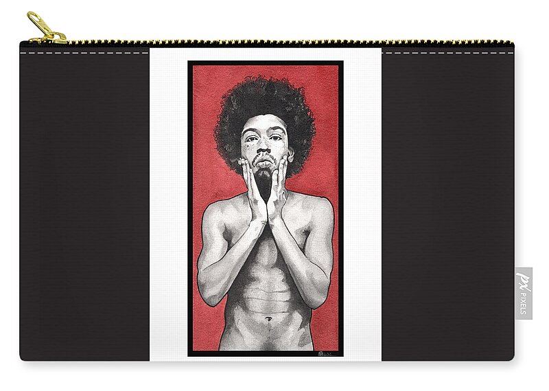 Portrait Zip Pouch featuring the painting Davis In Red-Full Length by Tiffany DiGiacomo