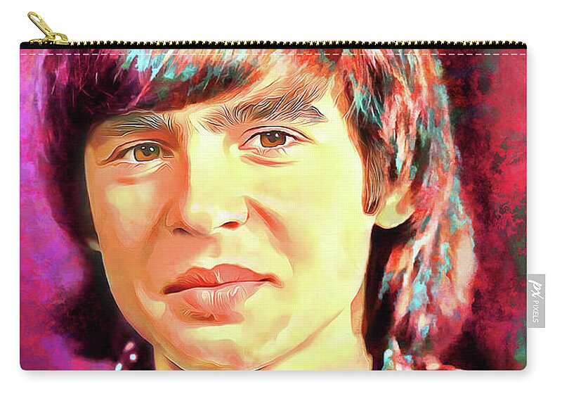 The Monkees Zip Pouch featuring the mixed media Davy Jones Tribute Art Daydream Believer by The Rocker Chic