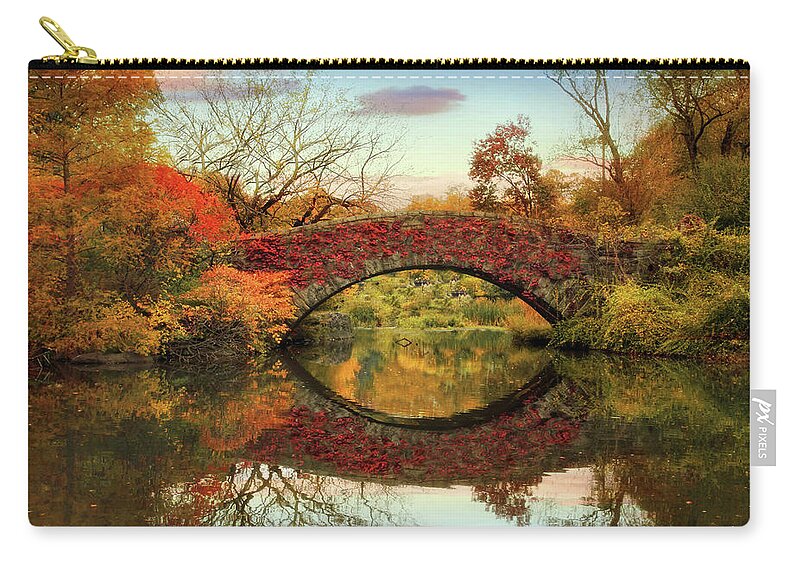 Bridge Zip Pouch featuring the photograph Dawn at Gapstow by Jessica Jenney