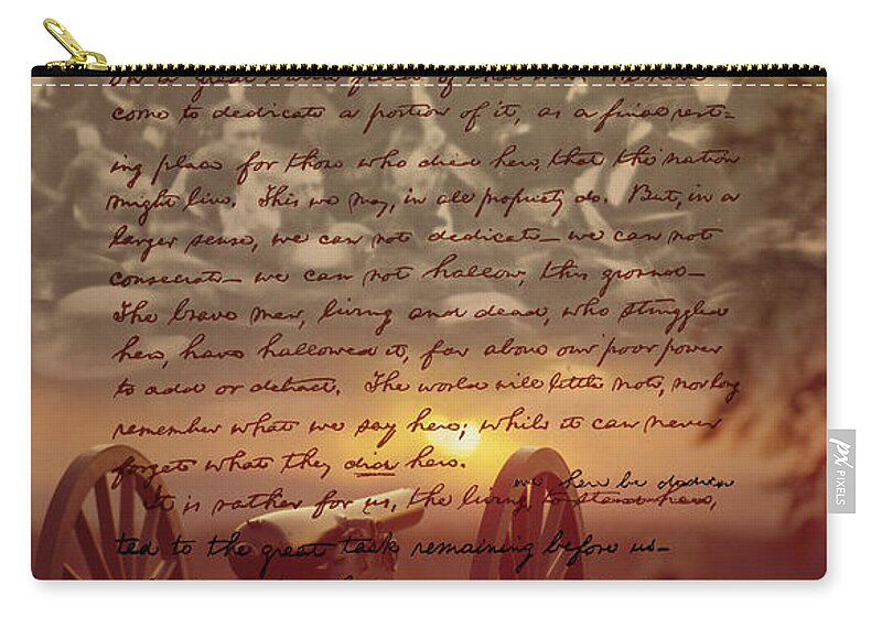 Photography Zip Pouch featuring the painting Dawn At Gettysburg by Gary Grayson
