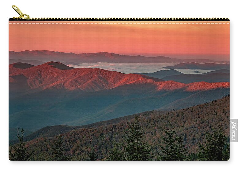 Dawn First Light Zip Pouch featuring the photograph Dawn's Early Light From Clingman's Dome by Marcy Wielfaert