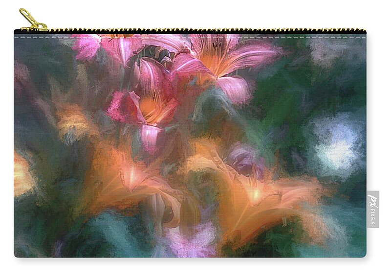 Lily Zip Pouch featuring the photograph Day Lilies in the Fog by Wayne King