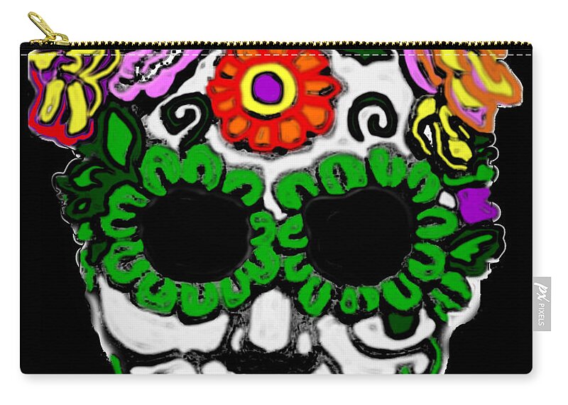 Honor Zip Pouch featuring the digital art Day of the Dead Mask by Vallee Johnson