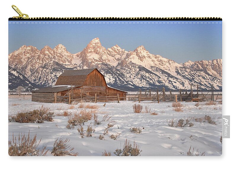 Sunrise Zip Pouch featuring the photograph Daylight at John Moulton Barn by Ed Stokes