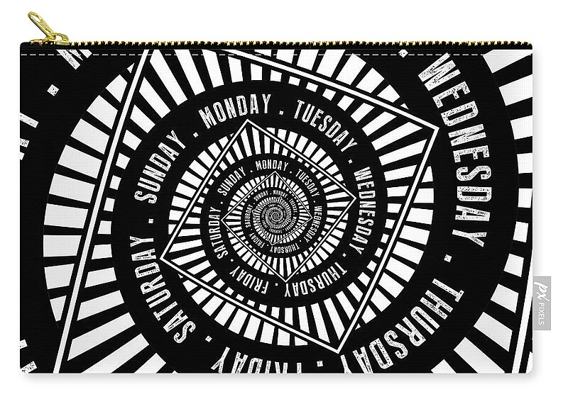 Droste Effect Zip Pouch featuring the digital art Days of The Week by Phil Perkins