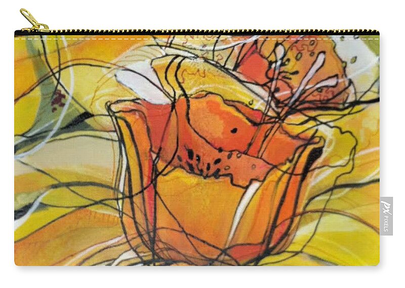 Daffodils Zip Pouch featuring the mixed media Dazzling Dancing Daffodils by Eleatta Diver by Eleatta Diver