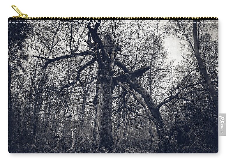 Autumn Zip Pouch featuring the photograph Death of a giant BW by Jean-Luc Farges