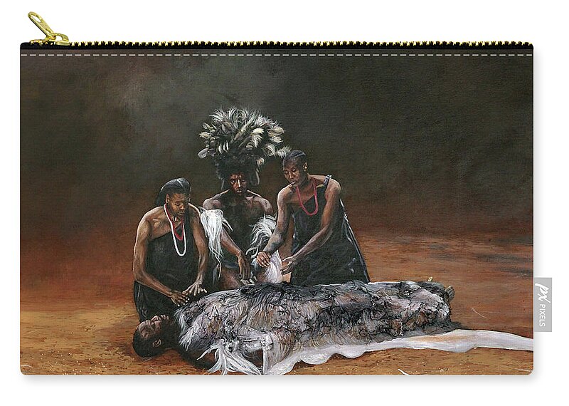 African Art Carry-all Pouch featuring the painting Death of Nandi by Ronnie Moyo