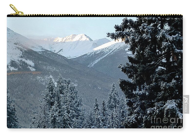 Landscape Zip Pouch featuring the photograph December Sunrise in the Canadian Rockies 2 by Jill Greenaway