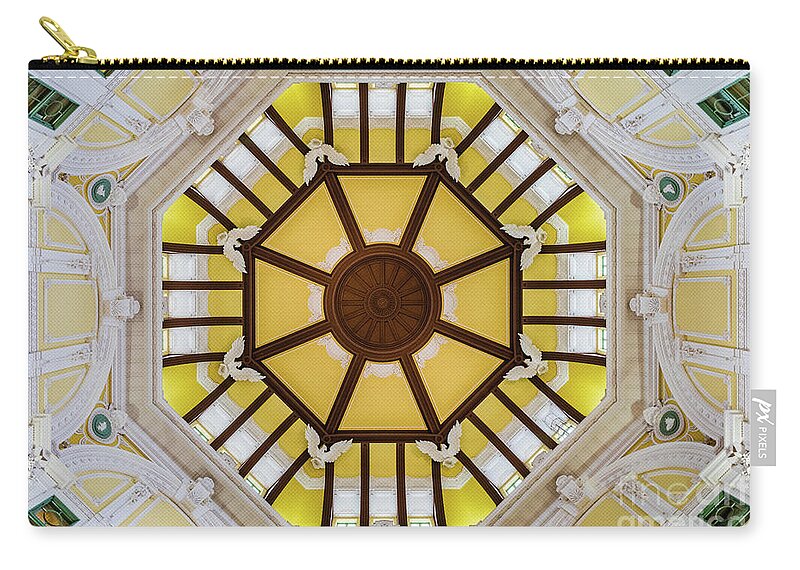 Ceiling Zip Pouch featuring the photograph Decorated ceiling at the Tokyo Station by Lyl Dil Creations