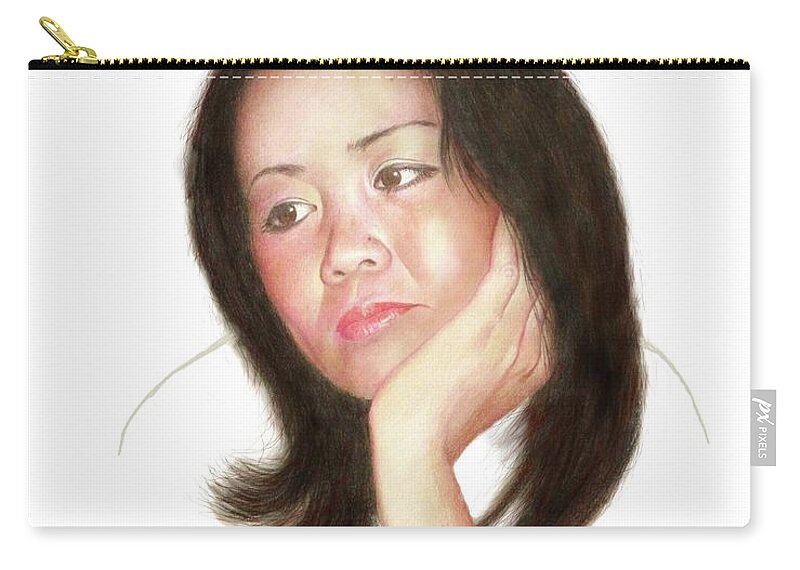 Portrait Zip Pouch featuring the drawing Deedee 1941 - 1978 by Conrad Mieschke