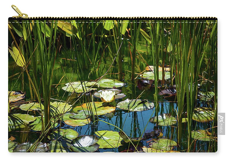 Water Lily Carry-all Pouch featuring the photograph Deep in the Lily Pond by Bonnie Follett