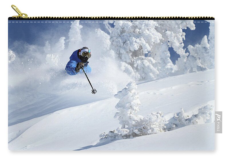Utah Carry-all Pouch featuring the photograph Deep Powder Skier - Snowbird, Utah by Brett Pelletier