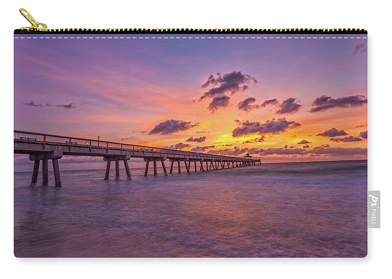 Deerfield Beach Pier Zip Pouch featuring the photograph Deerfield sunrise by Chris Spencer
