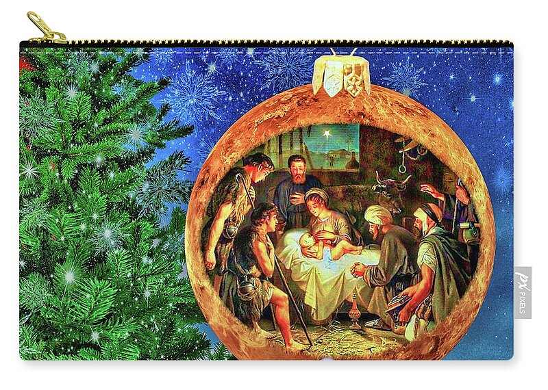 Manger Zip Pouch featuring the digital art The First Christmas by Norman Brule