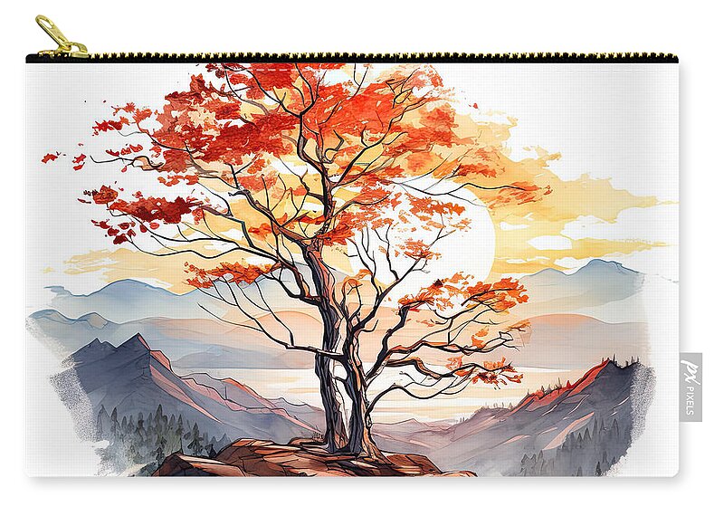 Four Seasons Zip Pouch featuring the digital art Delightful Fall - Contemporary Watercolors of the Four Seasons by Lourry Legarde