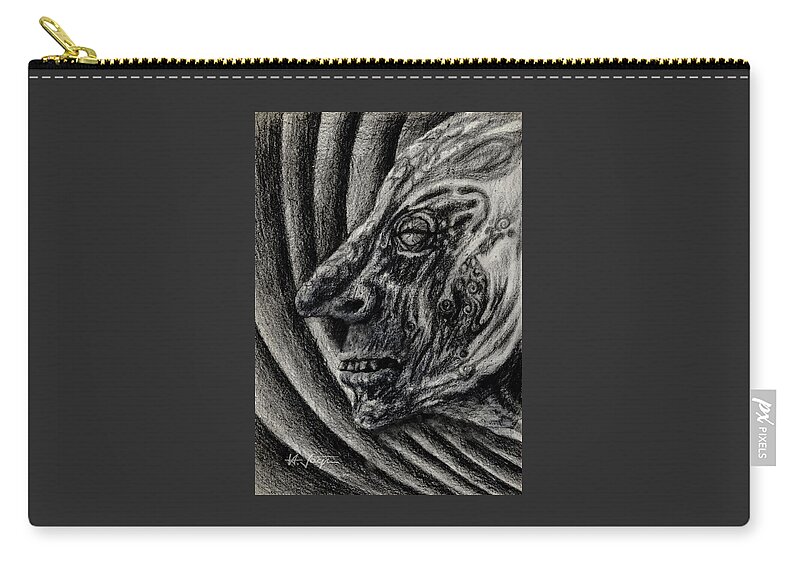 Demon Zip Pouch featuring the drawing Demon by Hartmut Jager