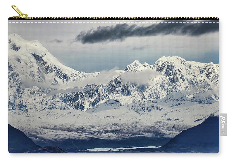 Denali Zip Pouch featuring the photograph Denali From Where I Sit by Michael W Rogers