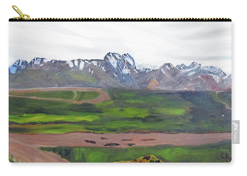 Alaska Zip Pouch featuring the painting Denali Park Spring by Linda Feinberg
