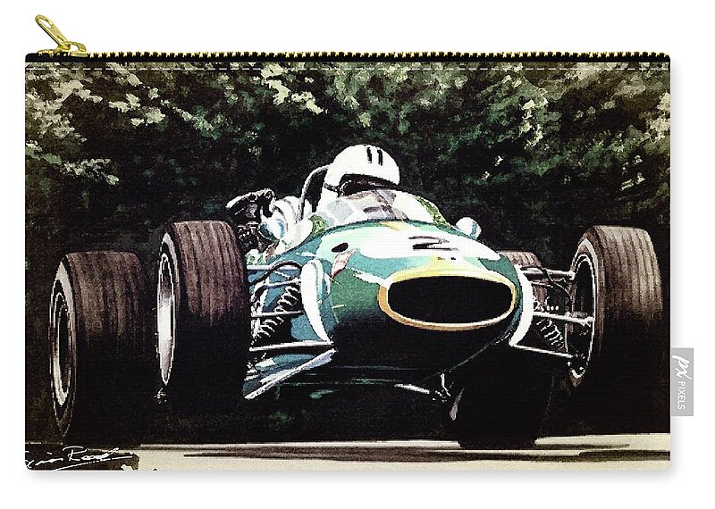 Denny Hulme Zip Pouch featuring the painting Denny Hulme by Simon Read