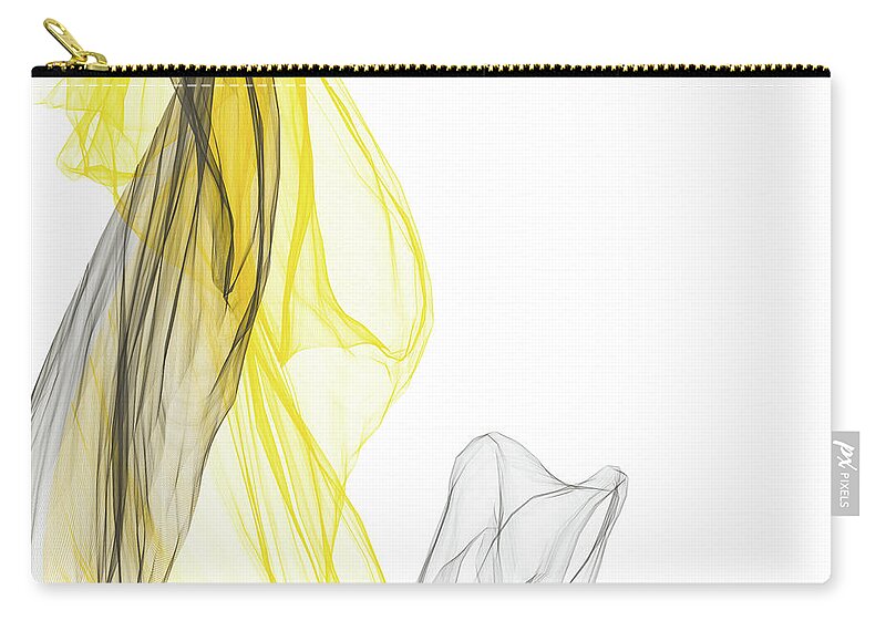 Yellow Zip Pouch featuring the painting Descent - Yellow And Gray Abstract Modern Art by Lourry Legarde