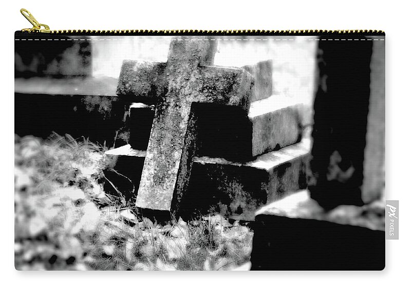 Black And White Zip Pouch featuring the photograph Desecrated by Jean Macaluso