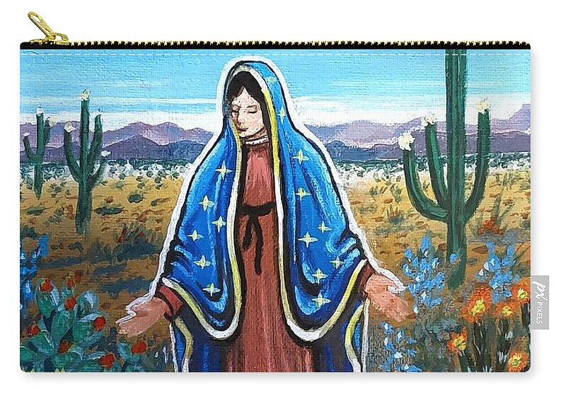  Zip Pouch featuring the painting Desert Bloom by James RODERICK