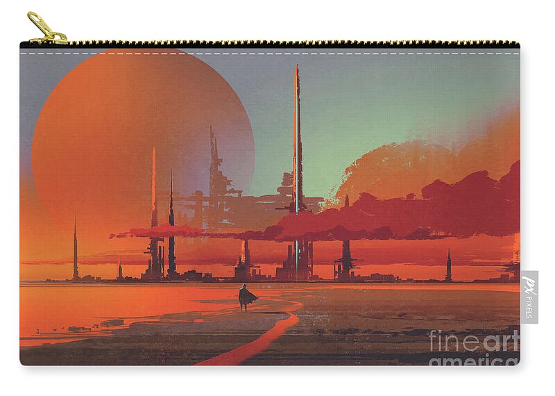 Acrylic Zip Pouch featuring the painting Desert Colony by Tithi Luadthong