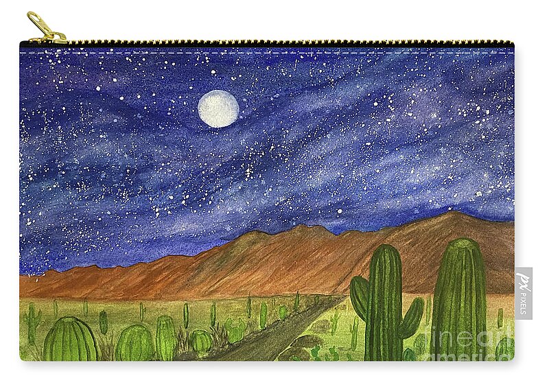 Desert Zip Pouch featuring the painting Desert Sky by Lisa Neuman