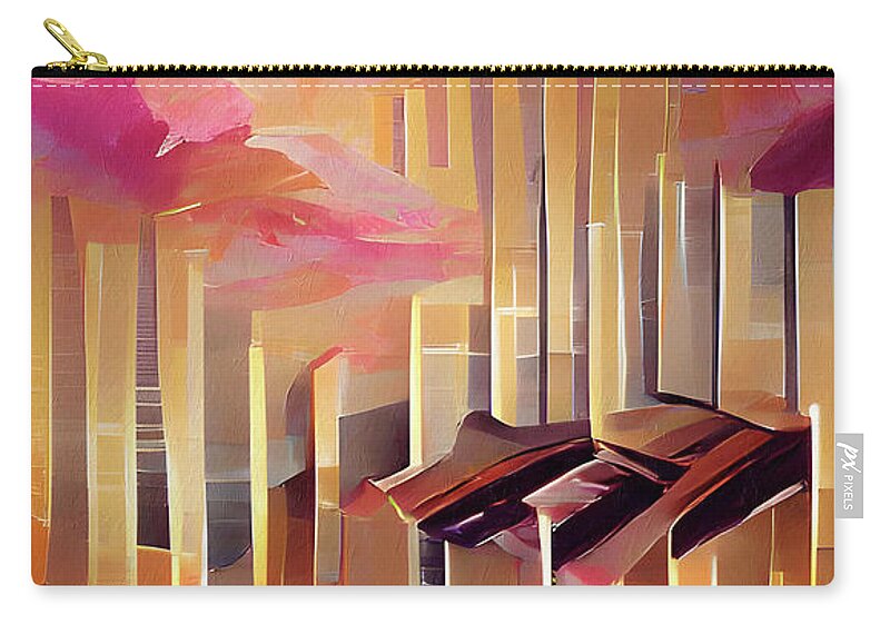 Desert Songs Exposed Abstract Zip Pouch featuring the mixed media Desert Songs Exposed Abstract by Georgiana Romanovna