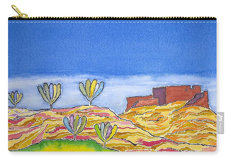 Watercolor Carry-all Pouch featuring the painting Desert Spring by John Klobucher