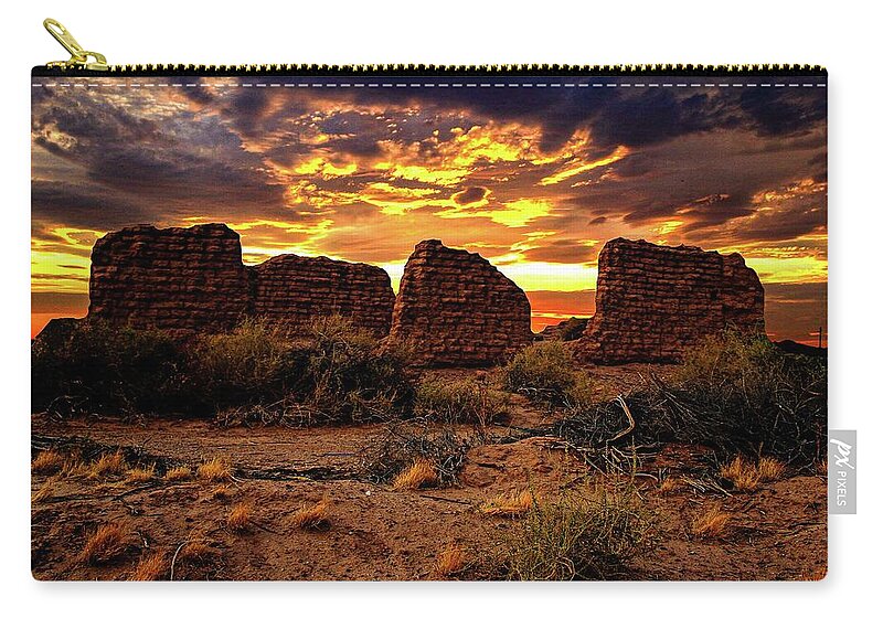 Landscapes Zip Pouch featuring the photograph Desert Sunset by Claude Dalley