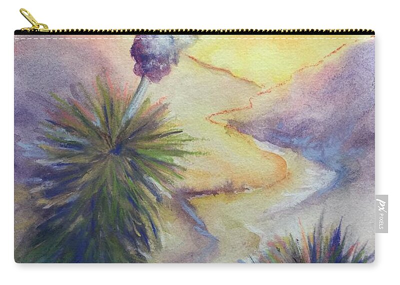 Yucca At Sunset Zip Pouch featuring the painting Desert yucca at sunset by Caroline Patrick