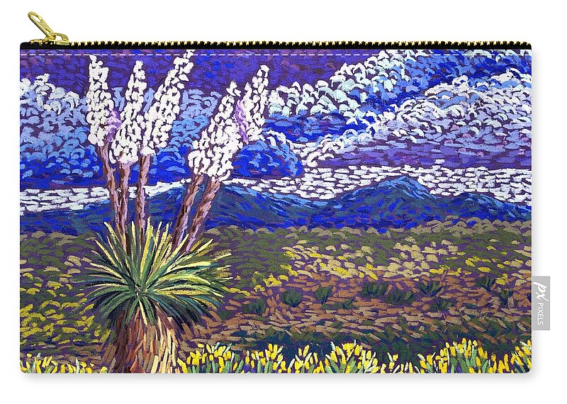 Pastel Landscape Zip Pouch featuring the pastel Desert Yuccas by Candy Mayer