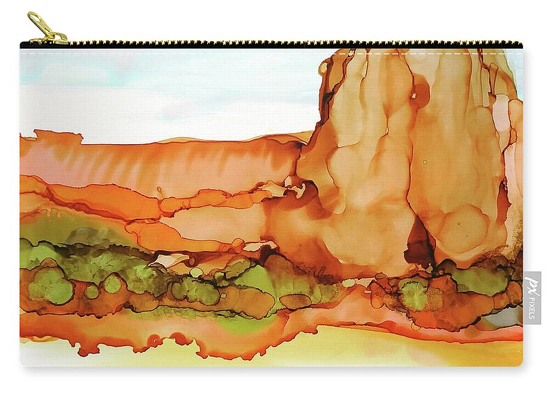 Alcohol Ink Zip Pouch featuring the painting Desertscape 7 by Chris Paschke