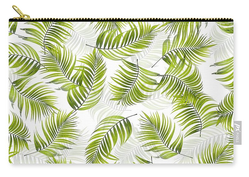 Palm Zip Pouch featuring the digital art Design 150 Palm Leaves by Lucie Dumas