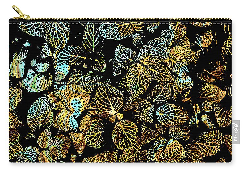 Leaf Zip Pouch featuring the mixed media Design 240 by Lucie Dumas