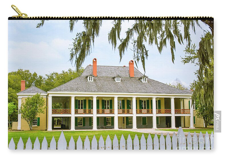 Destrehan Manor House Zip Pouch featuring the photograph Destrehan Manor House by Tim Mulina
