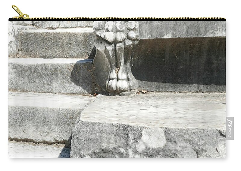 Antique Zip Pouch featuring the photograph Detail of stone footings of the odeon by Steve Estvanik