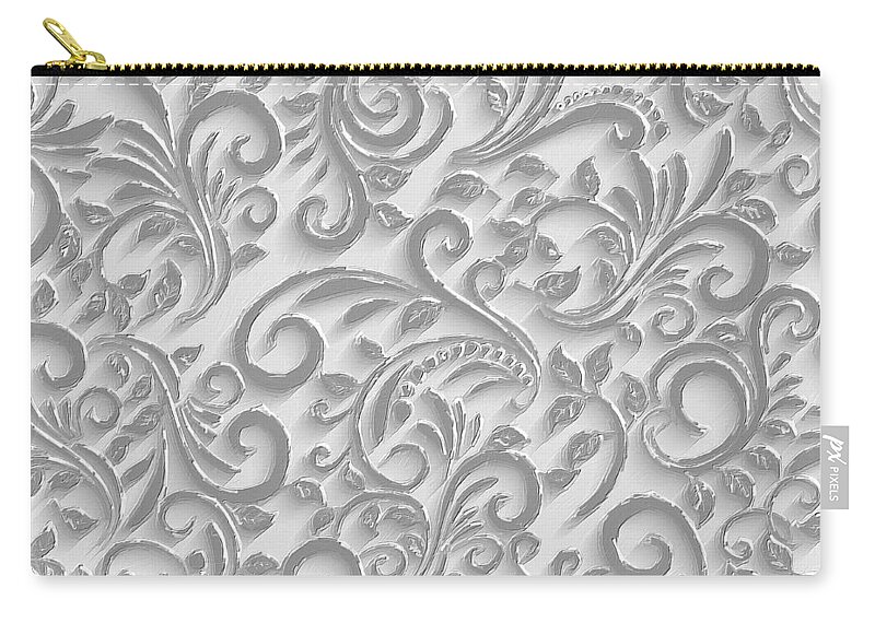 Pattern Zip Pouch featuring the painting Detailed line ornamental background with flowers 2 by Tony Rubino