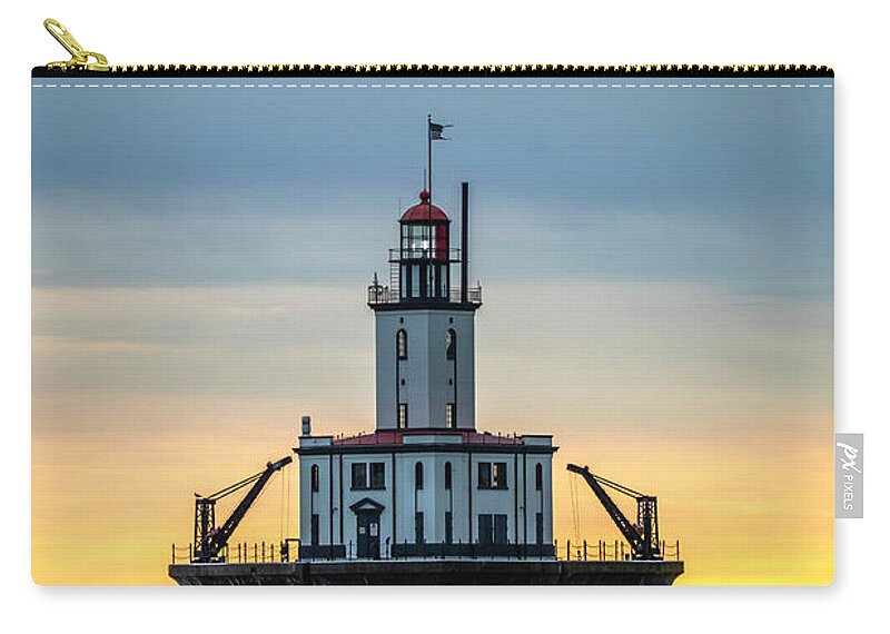 Detour Reef Lighthouse Zip Pouch featuring the photograph Detour Reef Lighthouse -0468 by Norris Seward