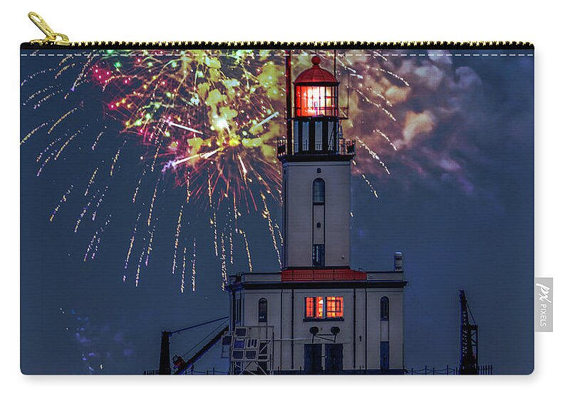 Lighthouse Zip Pouch featuring the photograph Detour Reef Lighthouse -5853 by Norris Seward