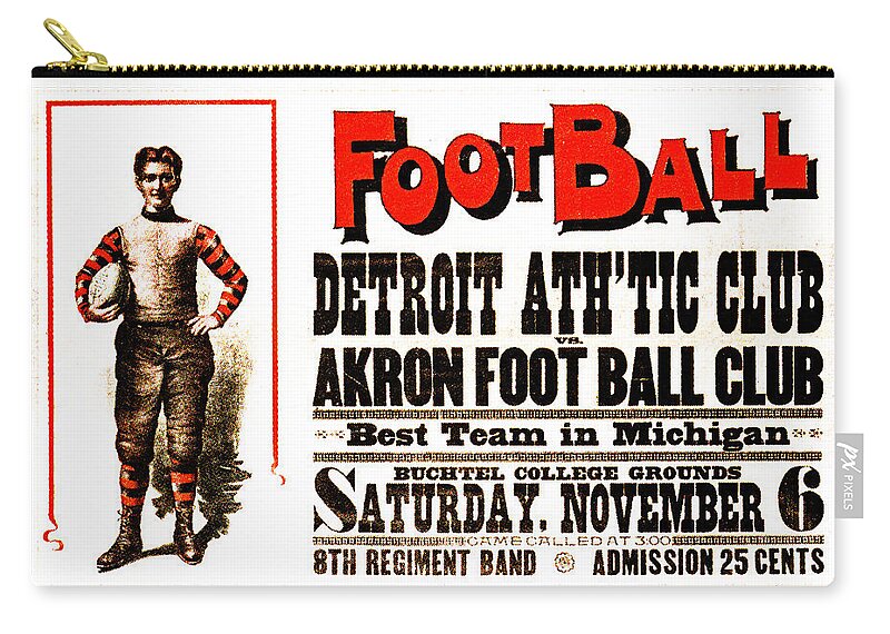 Football Zip Pouch featuring the painting Detroit Athletic Club vs Akron Football Club circa 1895 by Peter Ogden
