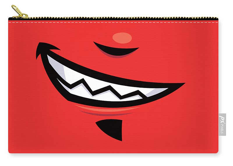 Grin Zip Pouch featuring the digital art Devilish Grin Cartoon Mouth by John Schwegel