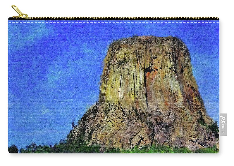 Devils Tower Zip Pouch featuring the digital art Devils Tower by Russ Harris