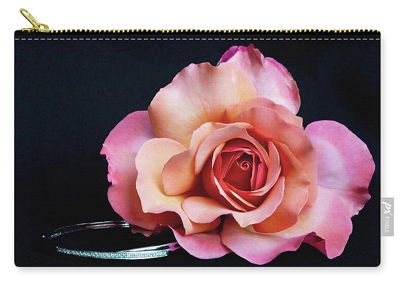 Rose Zip Pouch featuring the photograph Diamond Rose II by Gina Fitzhugh