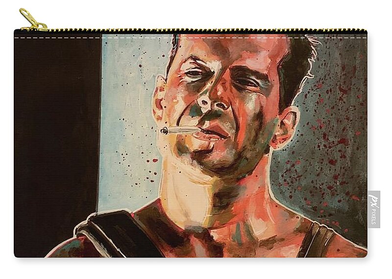 Die Hard Zip Pouch featuring the painting Die Hard by Joel Tesch