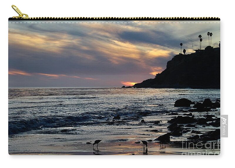 Birds Zip Pouch featuring the photograph Dinner Time on the Shore by Katherine Erickson