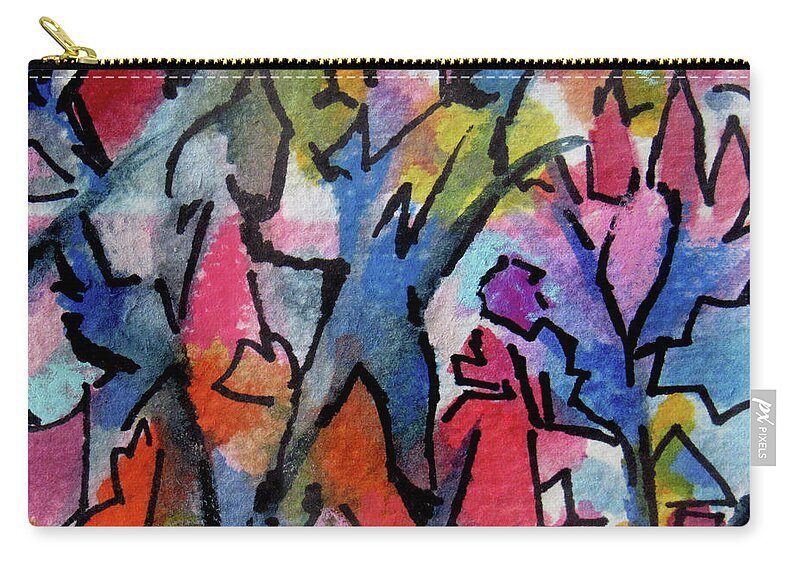 Colorful Watercolor Abstract Zip Pouch featuring the painting Directing Traffic by Jean Batzell Fitzgerald