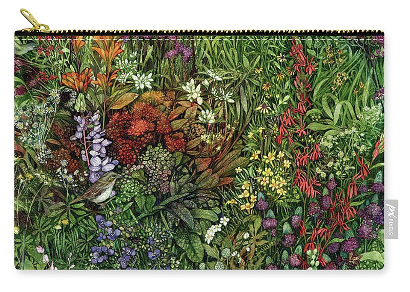 Floral Zip Pouch featuring the painting Disappearing Prairies II by Helen Klebesadel